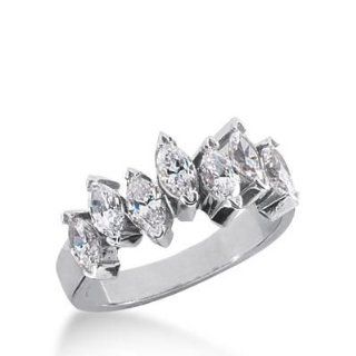14K Gold Diamond Anniversary Wedding Ring 7 Marquise Shaped Diamonds 1.40 ctw. 181WR35014K Wedding Bands Wholesale Jewelry