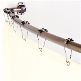 Rubbed Bronze Adjustable Curved Shower Rod 3 Piece Set by Elegant Home Fashions