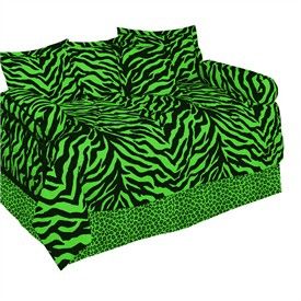 Green/Black Zebra Comforter Set by Kimlor   Animal Print Comforters