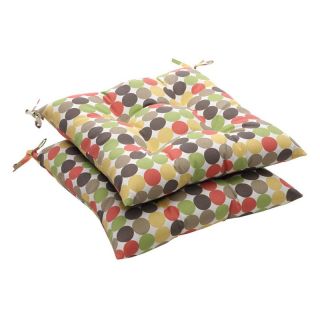 Pillow Perfect 19 x 18.5 Outdoor Multi Colored Polka Dots Tufted Seat Cushion   Set of 2   Outdoor Cushions