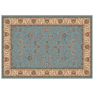 Dynamic Rugs Radiance Collection 47 x 24 Hearth Rug Blue Floral   Hearth Rugs