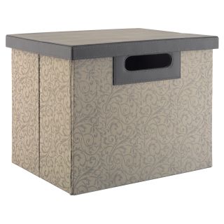 kathy ireland Office by Bush Furniture Brocade Swirl Large File / Storage Bin   Charcoal and Gray   Office Desk Accessories