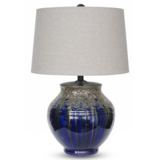 Integrity Lighting TL 1247BUI Metallic Silver on Blue Glazed Ceramic Table Lamp   Table Lamps