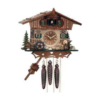 River City Clocks M466 10 Woodchopper and Waterwheel Musical Cottage Cuckoo Clock   Cuckoo Clocks