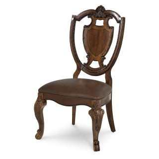 A.R.T. Furniture Old World Shield Back Side Chair with Leather Seat   Cathedral Cherry   Set of 2   Dining Chairs