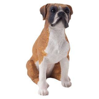 Sandicast Small Size Fawn Boxer Sculpture   Sitting   Garden Statues