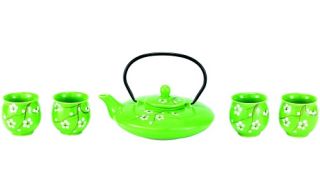 Old Dutch Bright Green Cherry Blossom 5 pc. Porcelain 24 oz. Tea Set   Teapot Sets