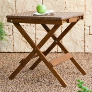 Coral Coast Willow Bay Folding Wicker Side Table   Walnut   Patio Tables