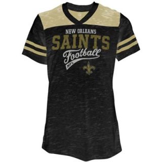 New Orleans Saints Youth Girls Burnout Jersey T Shirt   Black/Old Gold