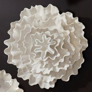 Global Views Pearl White Carnation Flower Wall Art   Wall Sculptures and Panels