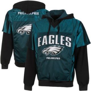 Philadelphia Eagles The Drive Faux 2 Fer Pullover Jersey Hoodie   Midnight Green/Black
