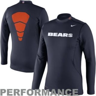 Nike Chicago Bears Hyperwarm Long Sleeve Mock Turtleneck T Shirt   Navy Blue