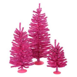 Vickerman Hot Pink Unlit Mini Tree Set   Christmas Trees