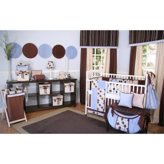 Brandee Danielle Minky Blue Chocolate Polka Dot 4 Piece Crib Bedding Set   Baby Bedding Sets