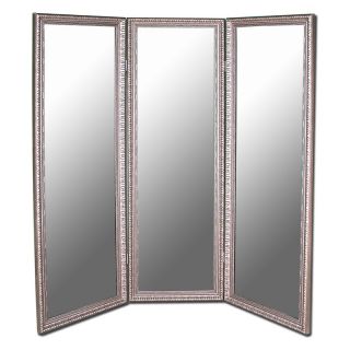 Antique Silver Full Length Free Standing Tri Fold Mirror  66W x 70H in.   Floor Mirrors