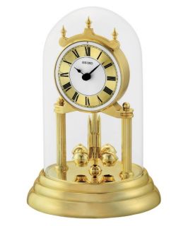 Seiko QHN006GLH Anniversary Clock   Gold Tone   Mantel Clocks