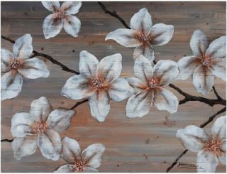 Yosemite Home Decor Wooden Blossom II Wall Art   40W x 30H in.   Hand Painted Art