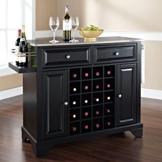 Crosley Lafayette Stainless Steel Wine Island with Extended Corner Feet   Kitchen Islands and Carts