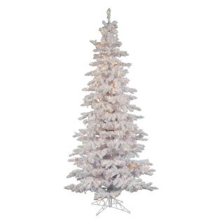 Flocked White Slim Pre lit Christmas Tree   Christmas Trees