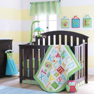 Laura Ashley Owlphabet 4 Piece Crib Bedding Set   Sage   Baby Bedding Sets