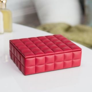 Small Quilted Leather Jewelry Box   Womens Jewelry Boxes