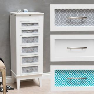 Belham Living Changeable Drawer Front Locking Jewelry Armoire   White OR Graphic Print   Jewelry Armoires