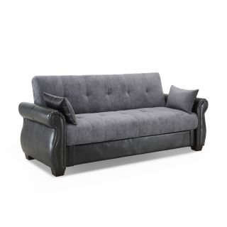 Serta Normandy Faux Leather Convertible Sofa   Black   Sofas