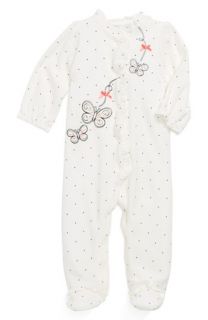Little Me Butterfly Dot Velour One Piece (Baby Girls)