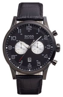 BOSS HUGO BOSS Chronograph Leather Strap Watch, 44mm