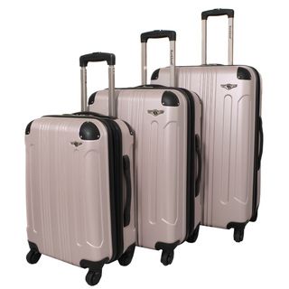 Rockland London Lightweight Champagne 3 piece Hardside Spinner Upright Luggage Set Rockland Three piece Sets