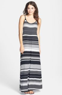 Calvin Klein Stripe Pleat Jersey Maxi Dress