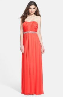 Way In Embellished V Strap Mesh Gown (Juniors)
