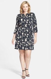 Tahari Geometric Print Jersey Dress (Plus Size)