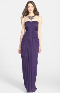Adrianna Papell Embellished & Draped Mesh Gown (Regular & Petite)