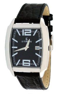 Le Chateau #7013M_BLK Men's Black Dial Casual Leather Band Slim Dress Watch Watches