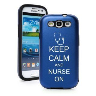 Blue Samsung Galaxy S III S3 Aluminum & Silicone Hard Case SK191 Keep Calm and Nurse On Cell Phones & Accessories