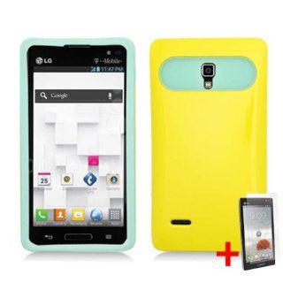LG OPTIMUS L9 MS769 METRO PCS 3D YELLOW BLUE NIGHT GLOW HYBRIC COVER HARD GEL CASE + SCREEN PROTECTOR from [ACCESSORY ARENA] Cell Phones & Accessories