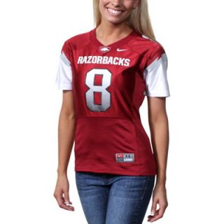 Nike Arkansas Razorbacks #8 Womens Replica Football Jersey   Cardinal/White