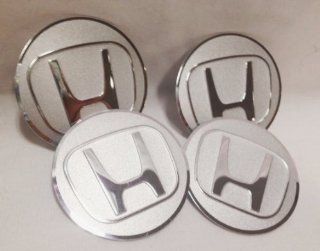 Honda Silver Chrome Wheel Center Caps Emblems 4 pcs set 55.5mm / 2.2" Automotive