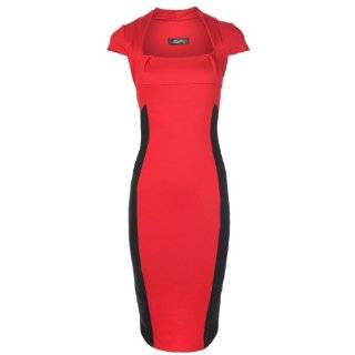 Stunning Contrast Panel Dress, Ladies Dress, Pencil Dress, in Red, Size 6 Clothing