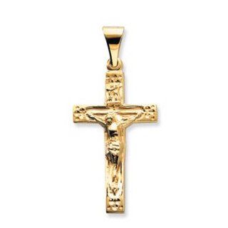 14K Yellow Gold Crucifix Pendant by US Gems Jewelry