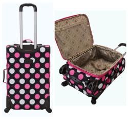 Rockland Deluxe Polka Dot 3 piece Spinner Luggage Set Rockland Three piece Sets