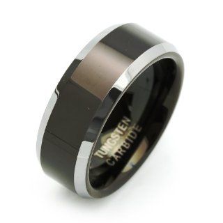 8MM Comfort Fit Tungsten Wedding Band Black Finished Flat Ring For Men & Women ( Size 7 to 14) Size 14 Cobalt Free Jewelry