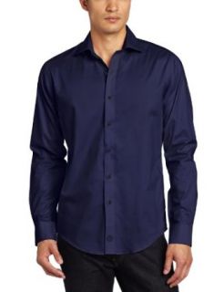 Marc New York Men's Solid Twill Dress Shirt, Blue, 15.5 32 33 Clothing