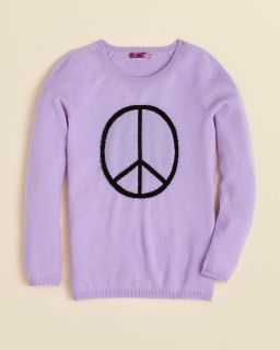 AQUA Girls' Cashmere Peace Sign Intarsia Sweater   Sizes S XL's