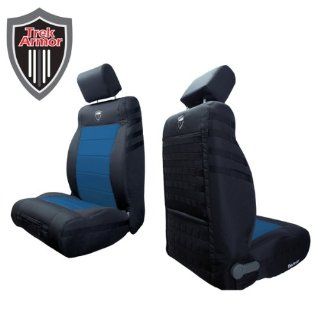 Trek Armor Jeep Seat Covers, Black on Blue Front Bucket Seat Covers for 2011 to 2012 Jeep Wrangler Jk. Pair Automotive