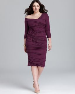 Melissa Masse Plus Asymmetric Ruched Dress's