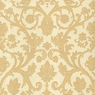 Brewster 288 9027 27 Inch by 396 Inch Textured Large Floral Damask Wallpaper, Gold