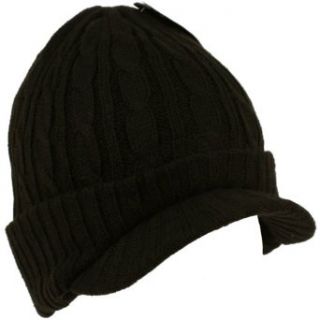 Winter 2ply Cable Knit Jeep Beanie Viisor Skull Newsboy Cabbie Ski Hat Cap Black Clothing