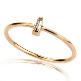 1mm 18K rose Gold Wedding & Engagement Ring with Baguette diamond Accented Solitaire Ring ( Size 5 to 7) Size 5 Jewelry